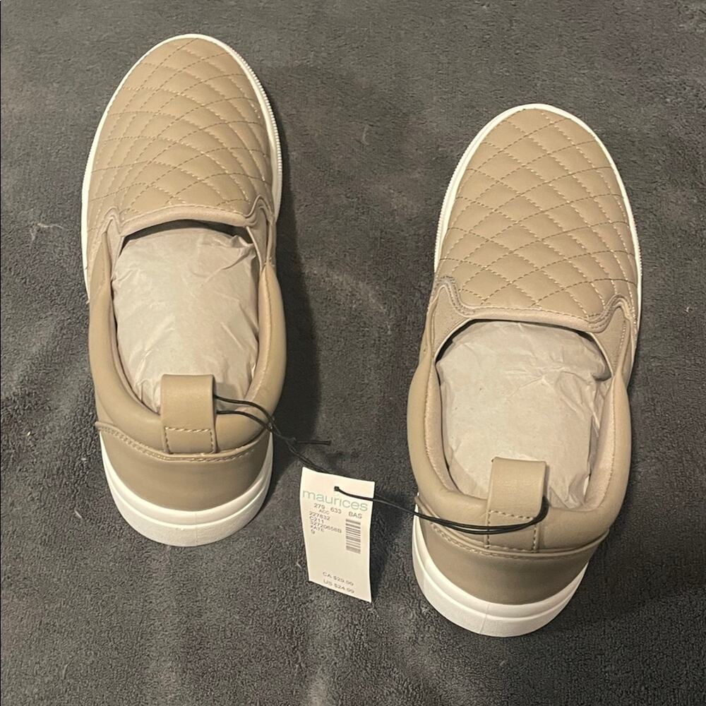 Maurices Beige Quilted Slip-On Loafers NWT Size 9
